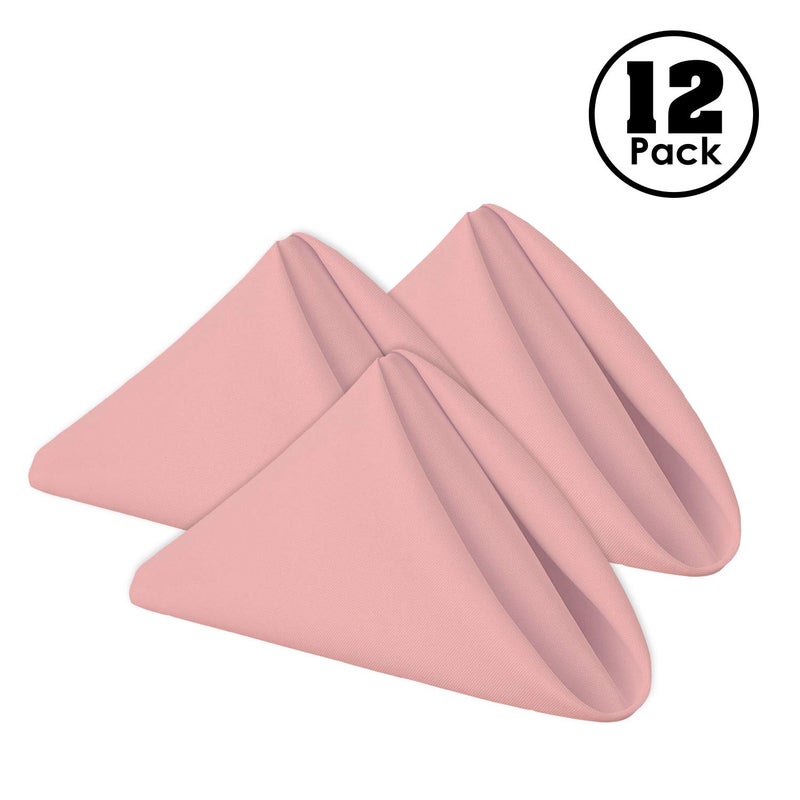 Gee Di Moda Cloth Napkins - 17 x 17 Inch Pink Dinner Napkins - Set of 12 Soft & Absorbent Washable Fabric Cloth Table Napkins with Hemmed Edges for Hotel Restaurant, Holiday Parties & Wedding - Image 2